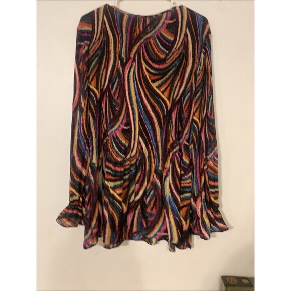 NWT Ninety Clothing Co Pleated women’s blouse XL multi color long sleeve - Picture 3 of 5